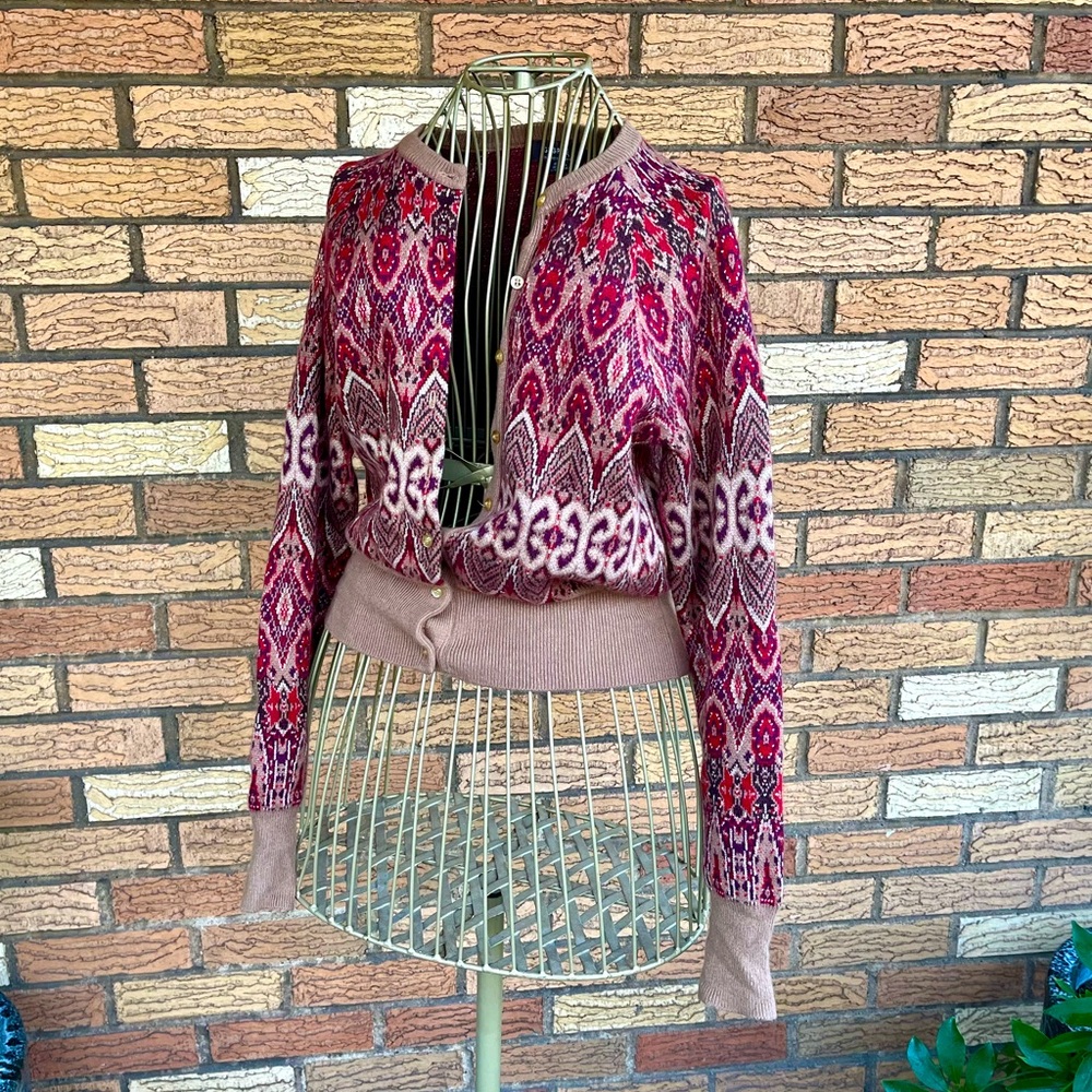 Ultra soft, thick, warm knit cardigan with gold metallic accents